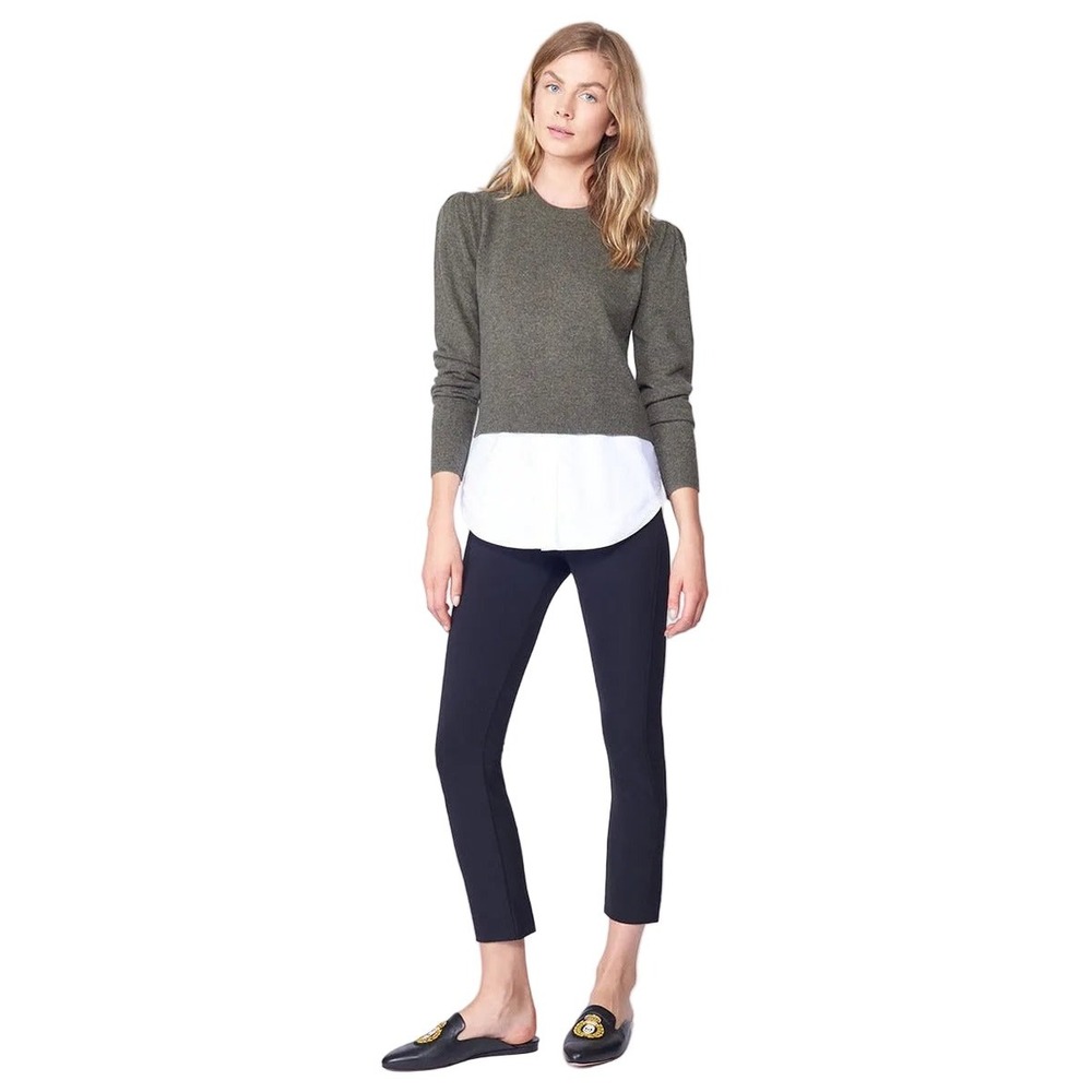 Veronica Beard Zip Back Scuba Pant Navy Blue Slim Mid Rise Trousers Size 8
